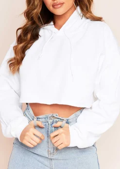 Fashion Aaliyah White Cropped Hoody Women Loungewear