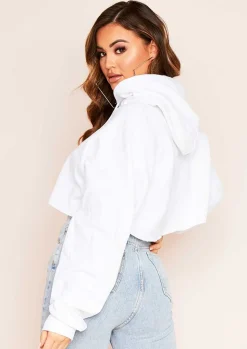 Fashion Aaliyah White Cropped Hoody Women Loungewear