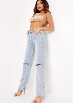 Aaliyah Nude Frill Edge Strappy Crop Top^Missy Empire Fashion