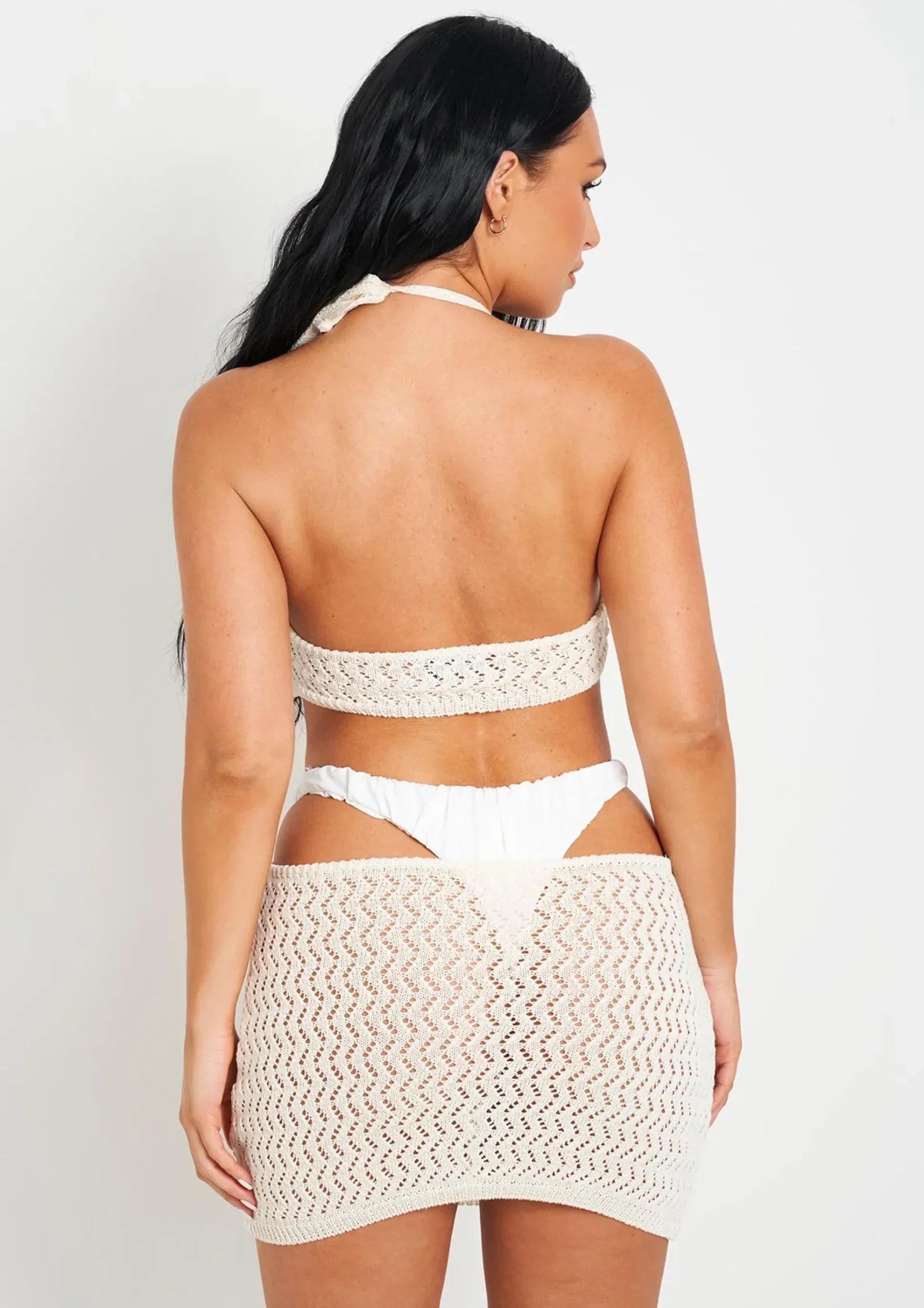 Shop Aarya Cream Knit Cut Out Mini Dress Women Dresses