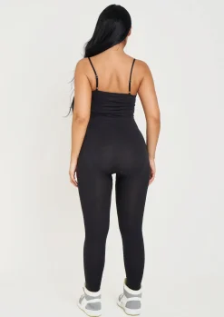 Fashion Adele Black Seamless Strappy All In One Jumpsuit Women Seamless & Shapewear