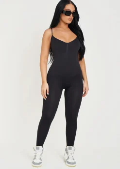 Fashion Adele Black Seamless Strappy All In One Jumpsuit Women Seamless & Shapewear