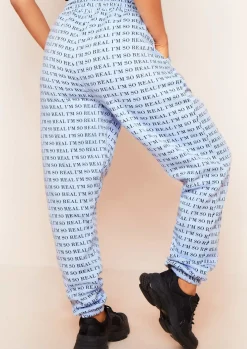 Cheap Adele Blue I'M Real Slogan Joggers Women Loungewear