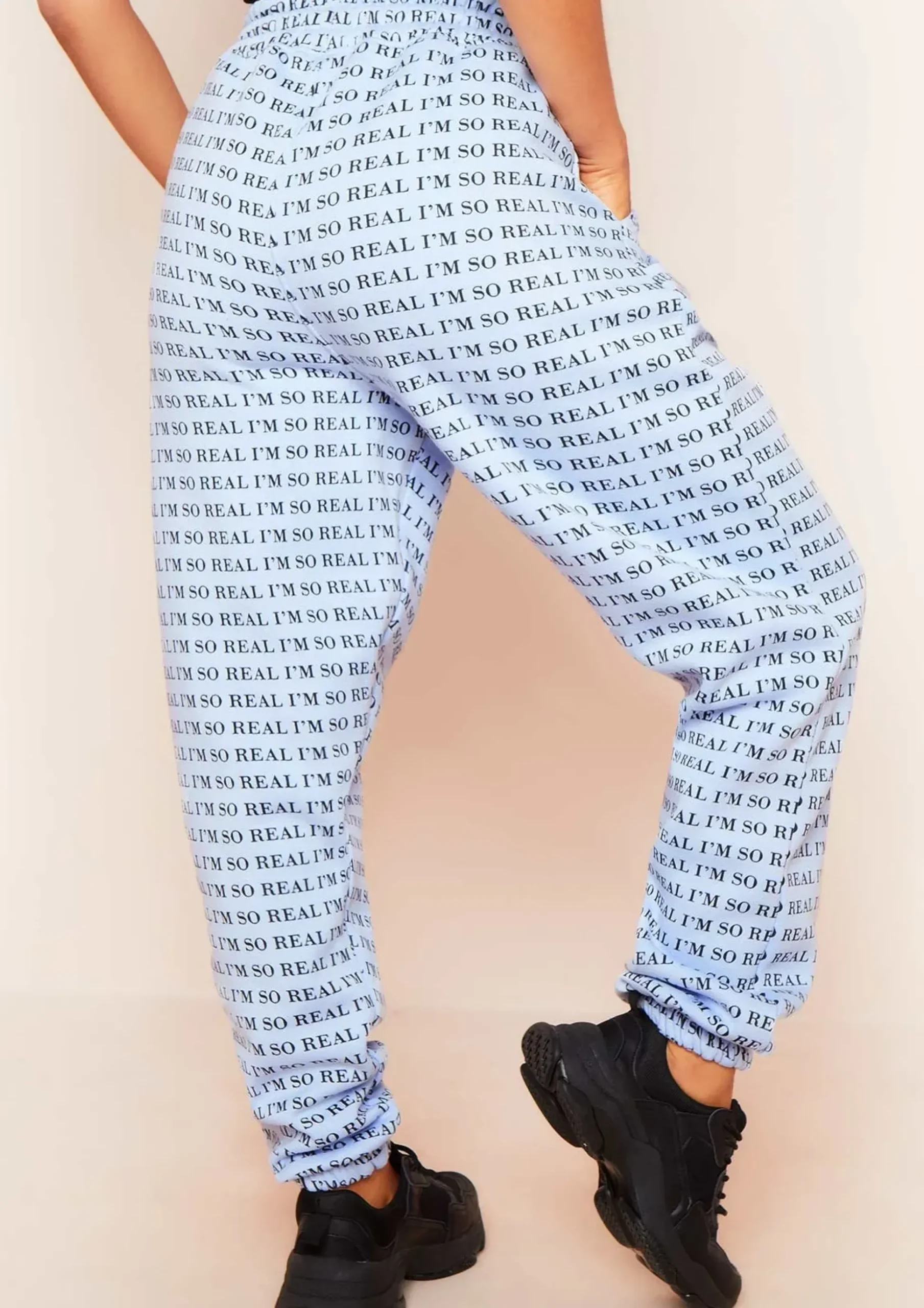 Cheap Adele Blue I'M Real Slogan Joggers Women Loungewear