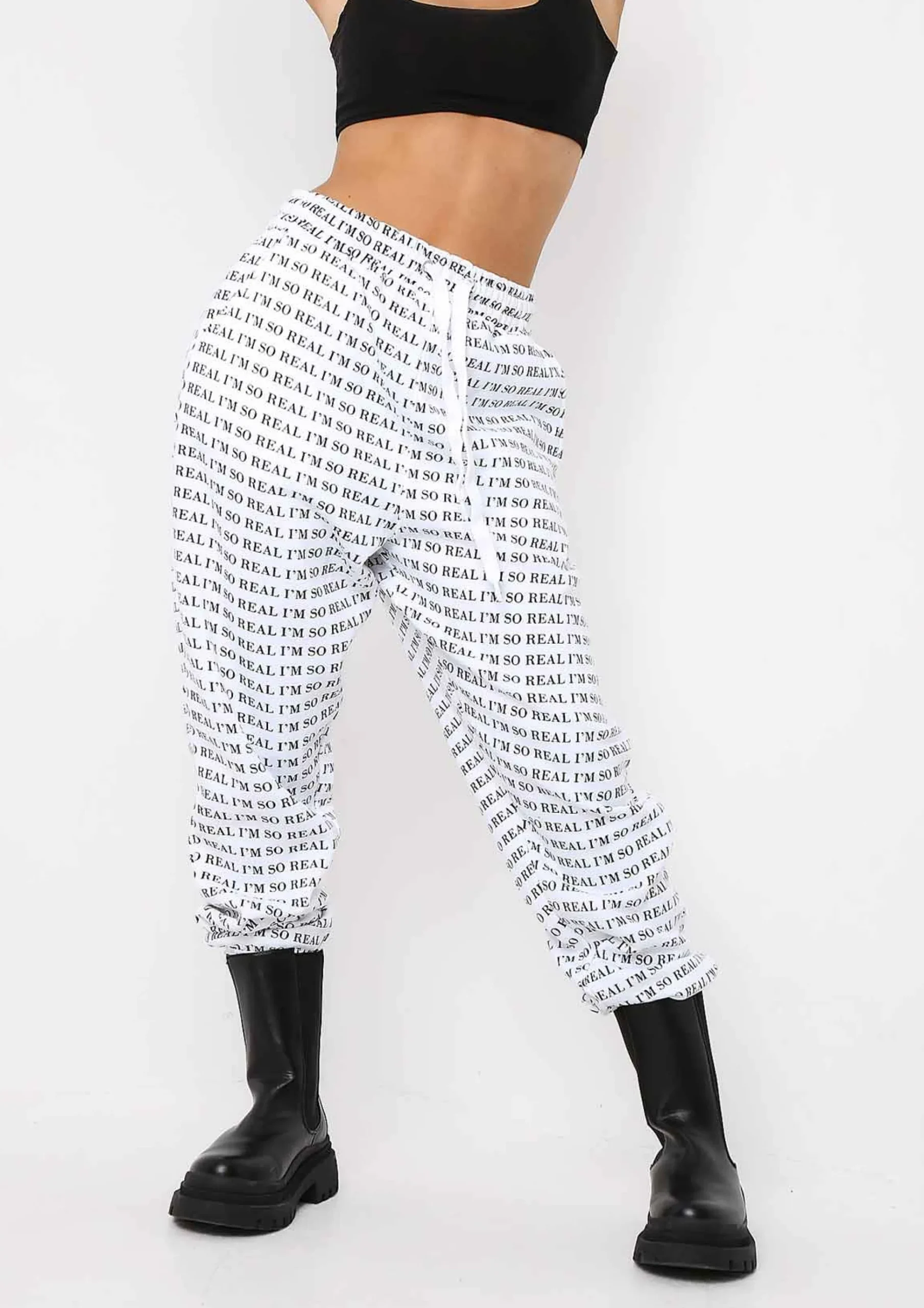 Fashion Adele White I'M Real Slogan Joggers Women Loungewear
