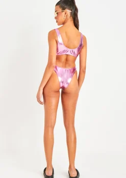 Afiyah Pink Metallic Bikini Set^Missy Empire New