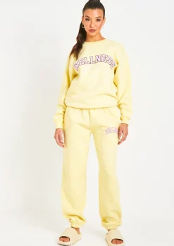 New Agne Lemon Yellow Wellness Slogan Sweatshirt Co-Ord Women Tracksuits