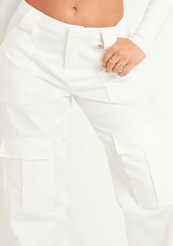 Fashion Alaia White Low Rise Cargo Trousers Women Trousers