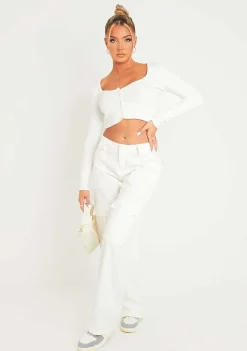 Fashion Alaia White Low Rise Cargo Trousers Women Trousers
