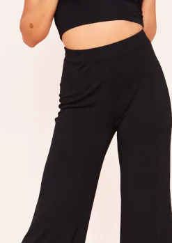 Best Aleena Black Wide Leg Jersey Trousers Women Trousers