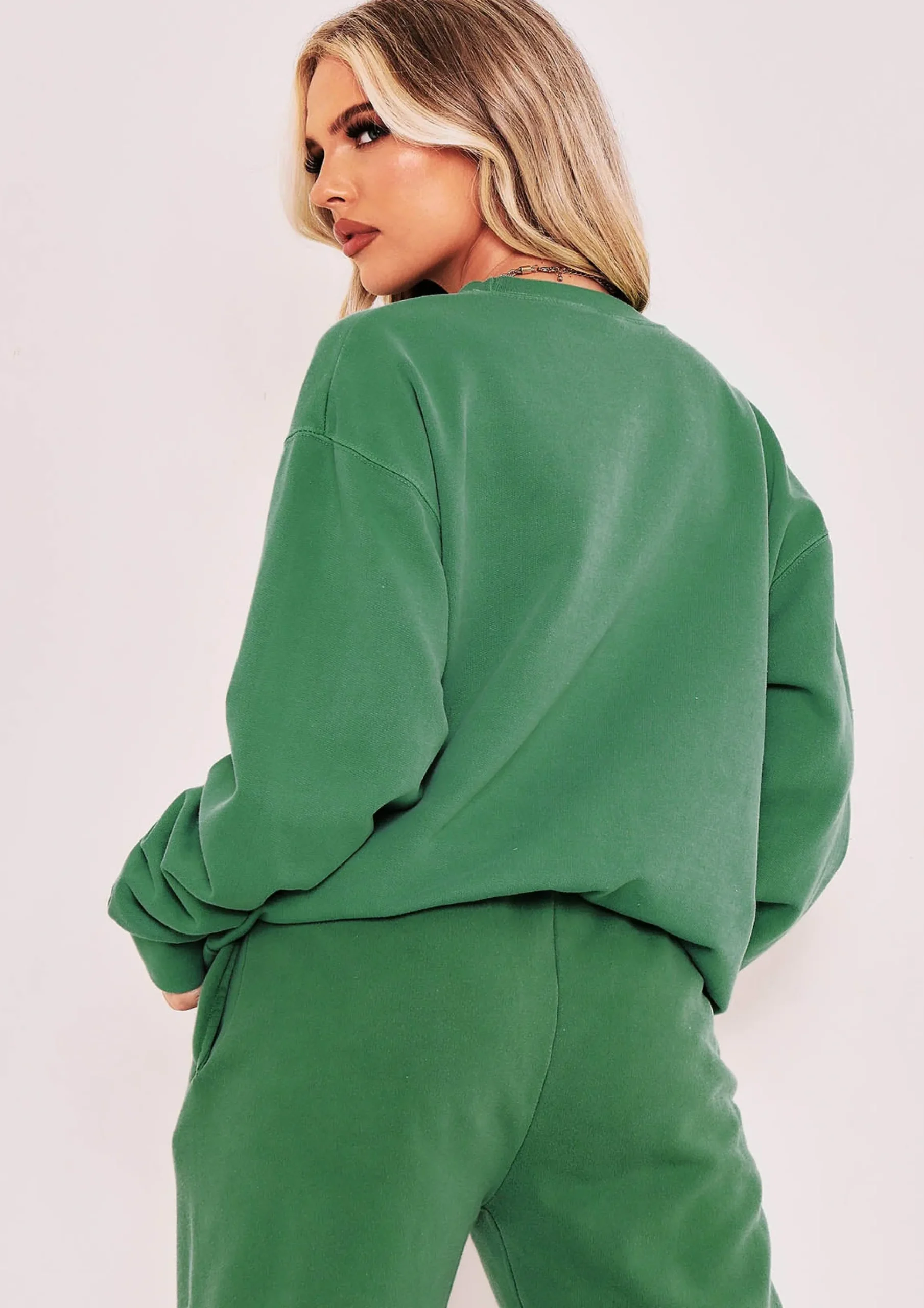 Hot Alesha Green Text Oversized Sweatshirt Women Tracksuits
