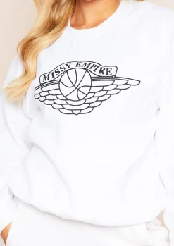 Alia White Wing Slogan Oversized Sweatshirt^Missy Empire New