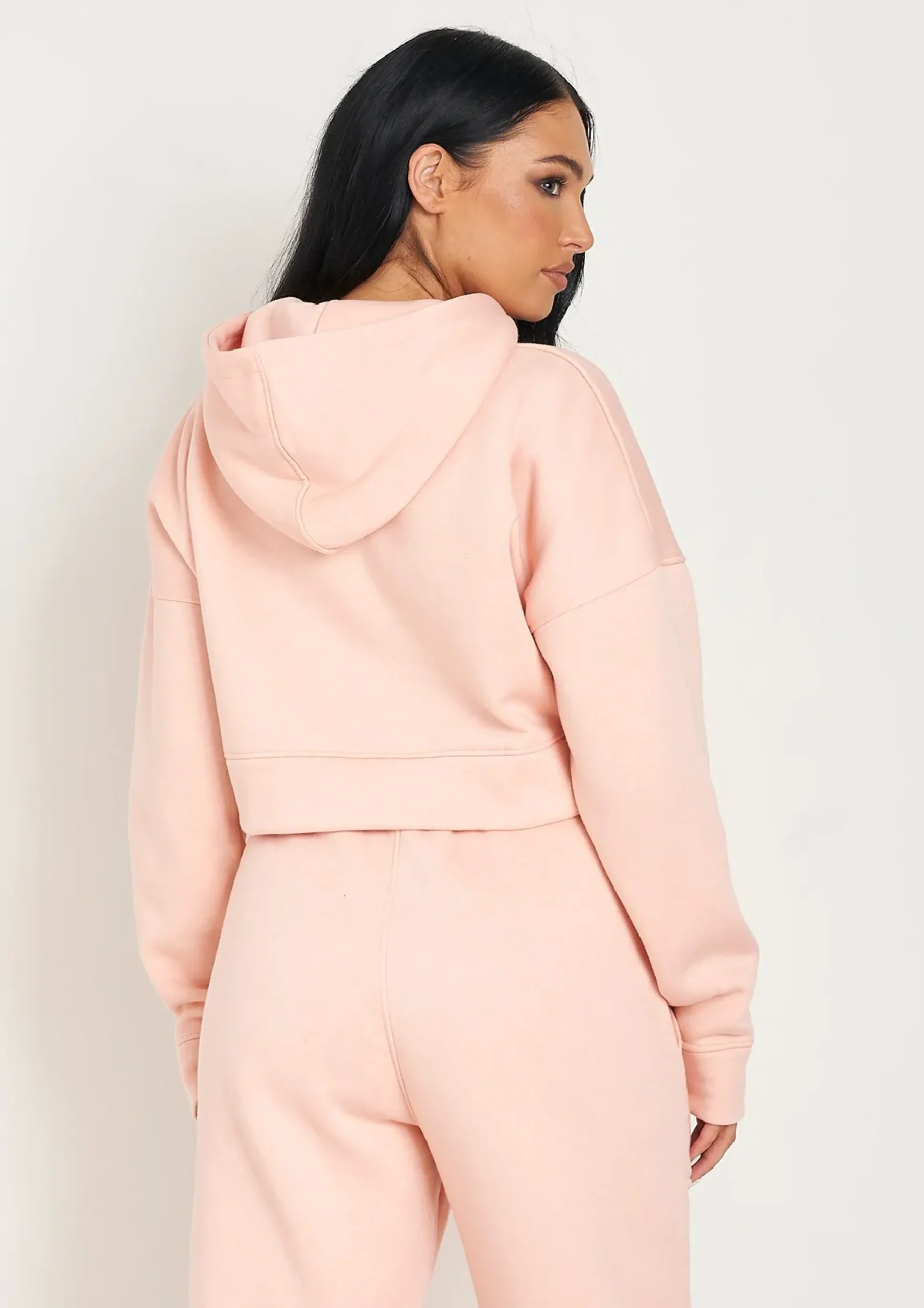 Cheap Alina Peach Pocket Front Cropped Hoodie Women Tracksuits