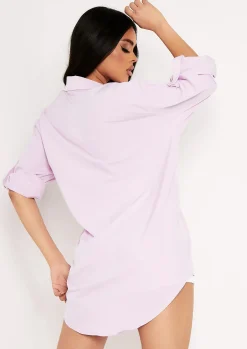 Aliza Lilac Oversized Button Up Shirt^Missy Empire Clearance