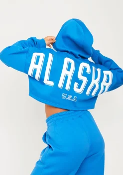 Store Allie Blue Alaska Printed Cropped Hoodie Women Tracksuits