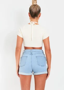 Best Sale Alma Denim Light Wash Shorts Women Shorts