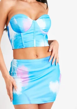 Alyssia Blue Tie Dye Printed Cropped Corset^Missy Empire Cheap