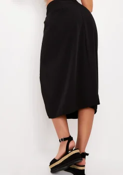 Amarah Black Ruched Wrap Midi Skirt^Missy Empire Cheap
