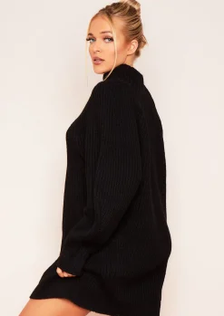 Store Amie Black Chunky Knit Jumper Dress Women Dresses