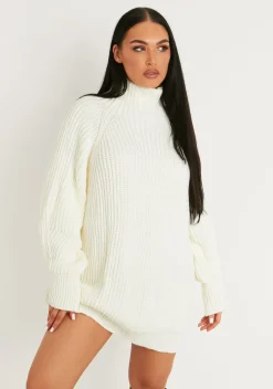Online Amie Cream Chunky Knit Jumper Dress Women Dresses