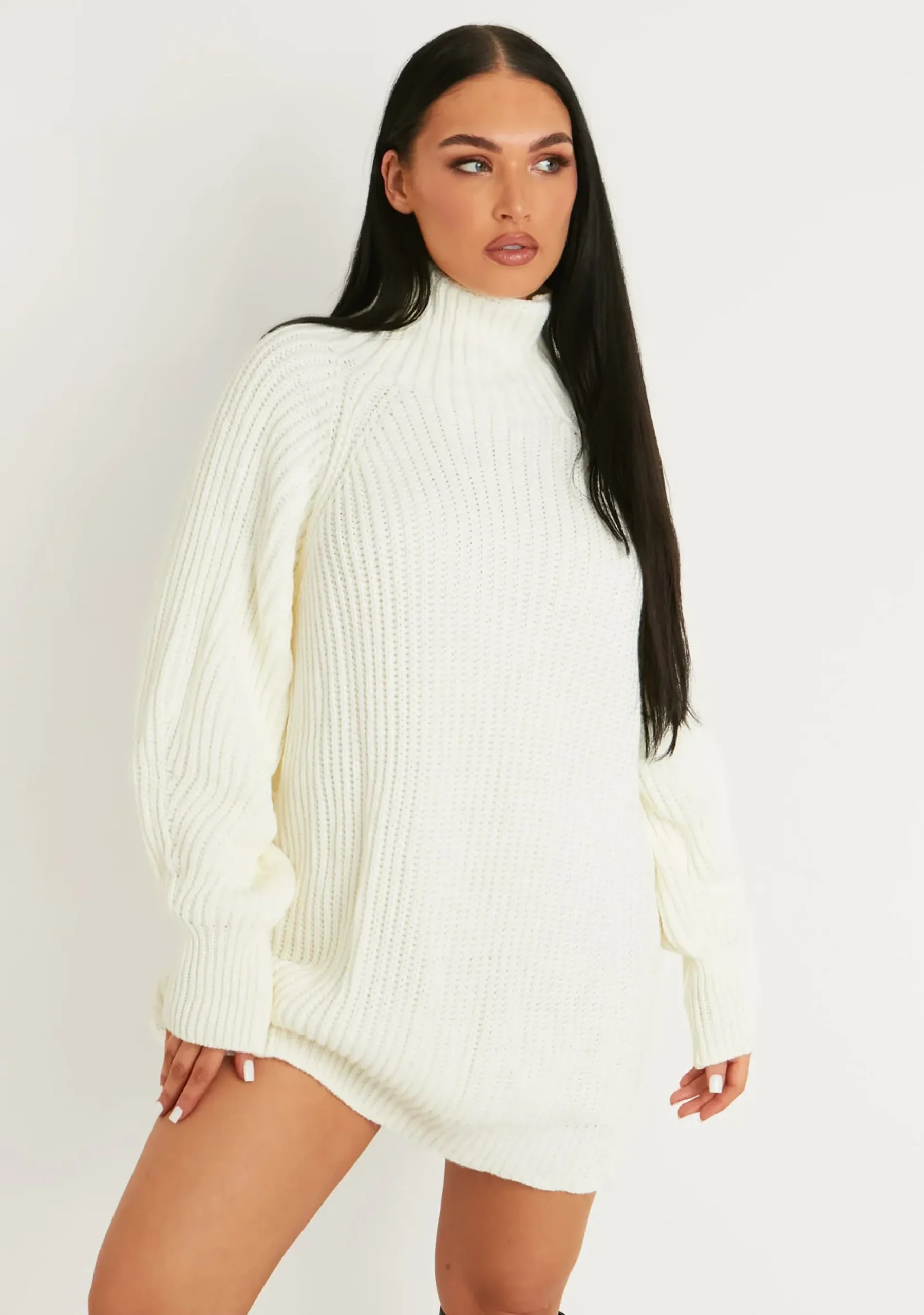 Online Amie Cream Chunky Knit Jumper Dress Women Dresses