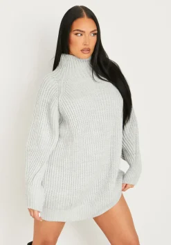 Cheap Amie Grey Chunky Knit Jumper Dress Women Dresses