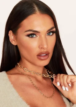 Sale Amy Gold Chunky Double Chain Necklace Women Necklaces