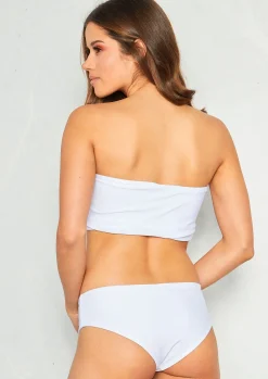 Andrea White Ruched Bandeau Bikini^Missy Empire Fashion