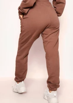 Cheap Angela Chocolate Elasticated Hem Drawstring Joggers Women Tracksuits