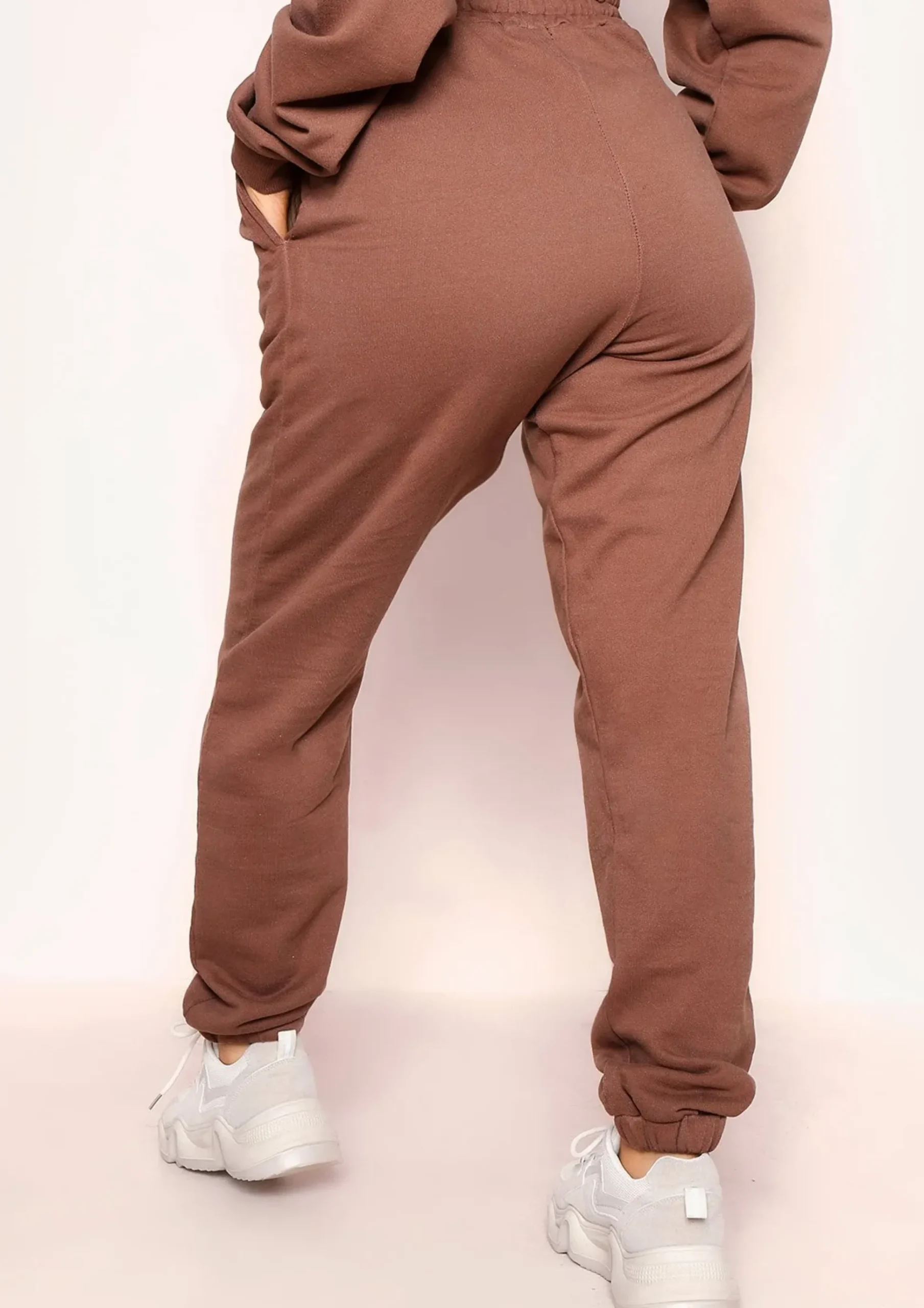 Cheap Angela Chocolate Elasticated Hem Drawstring Joggers Women Tracksuits