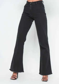 Anica Black Wash High Waisted Flare Leg Jeans^Missy Empire Shop