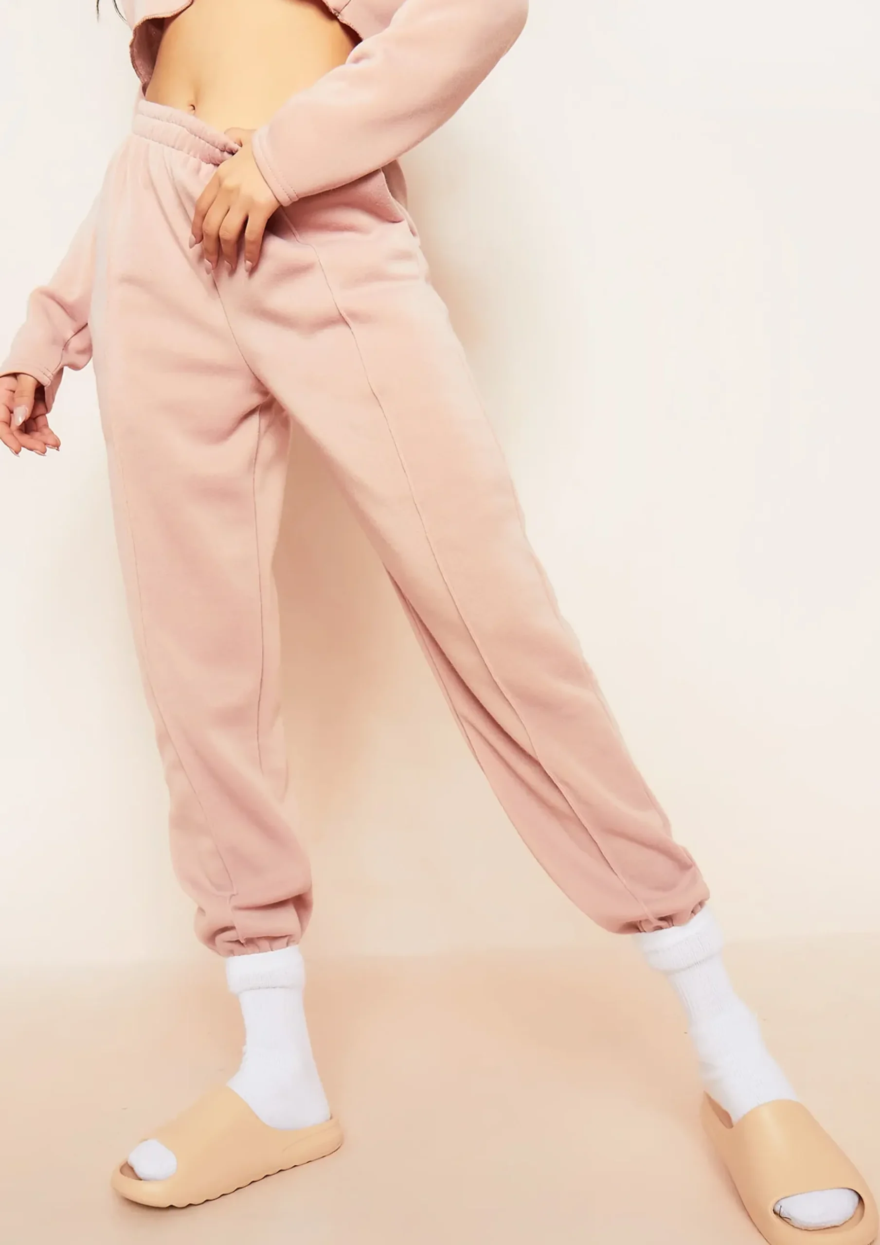 Anna Beige Seam Detail Joggers^Missy Empire Best