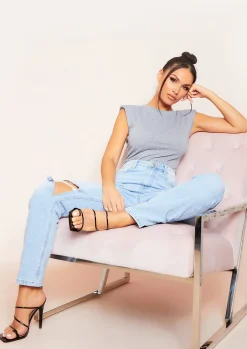 Anna Grey Shoulder Padded Bodysuit^Missy Empire Discount