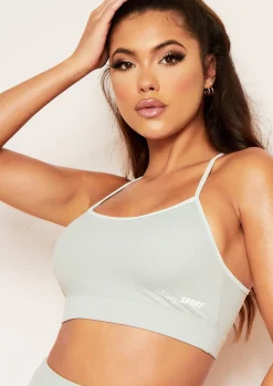 Best Annalise Green Missy Sport Colour Block Cross Back Strappy Gym Top Women Activewear