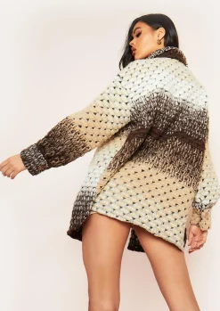 Anni Multi Brown Knitted Button Up Shacket^Missy Empire Discount