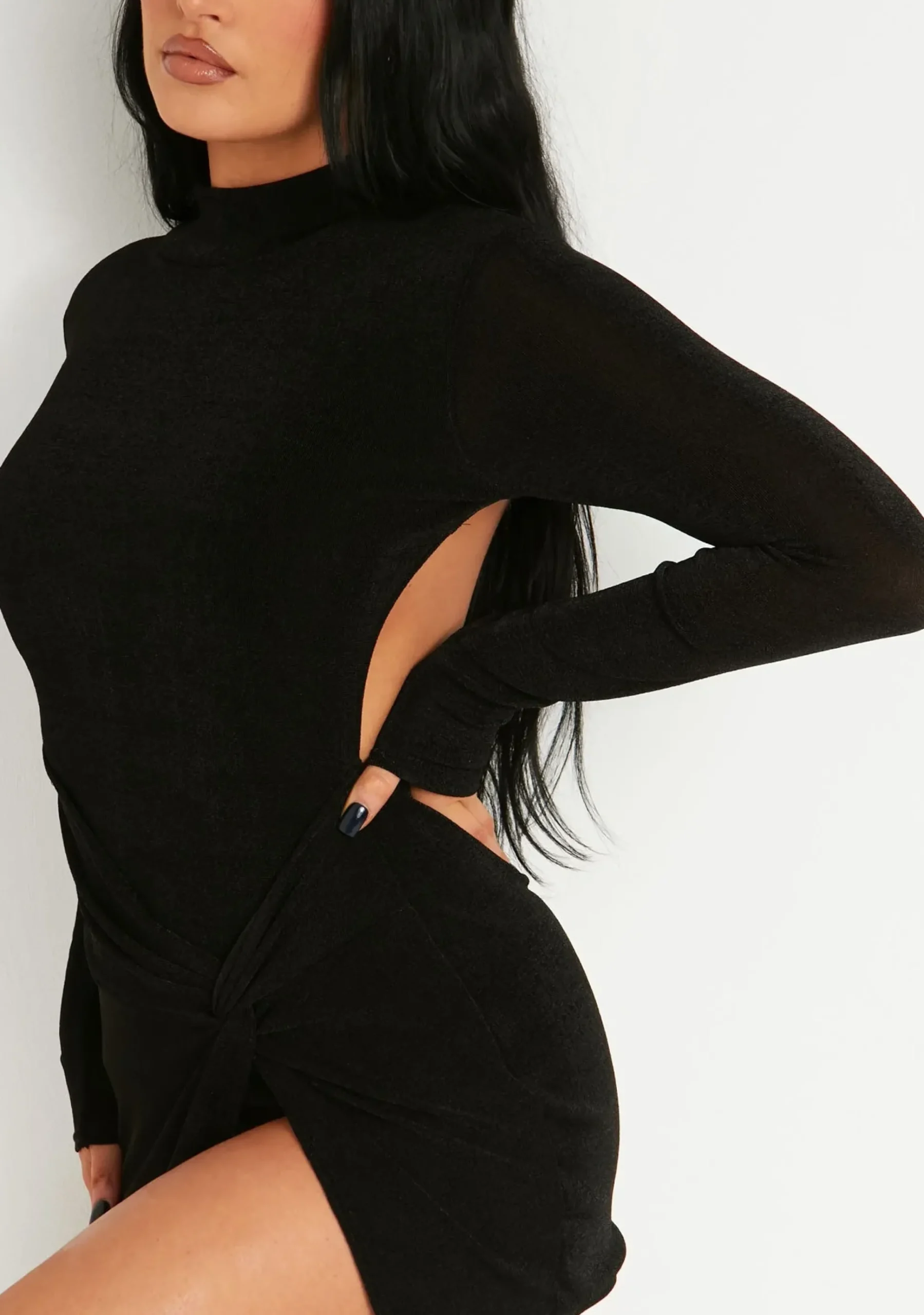 Outlet Annya Black Extreme Thigh Split Backless Mini Dress Women Dresses