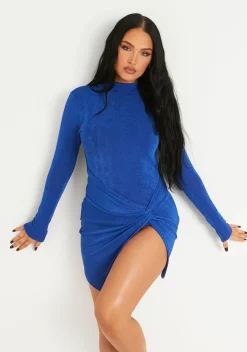 Online Annya Blue Extreme Thigh Split Backless Mini Dress Women Dresses
