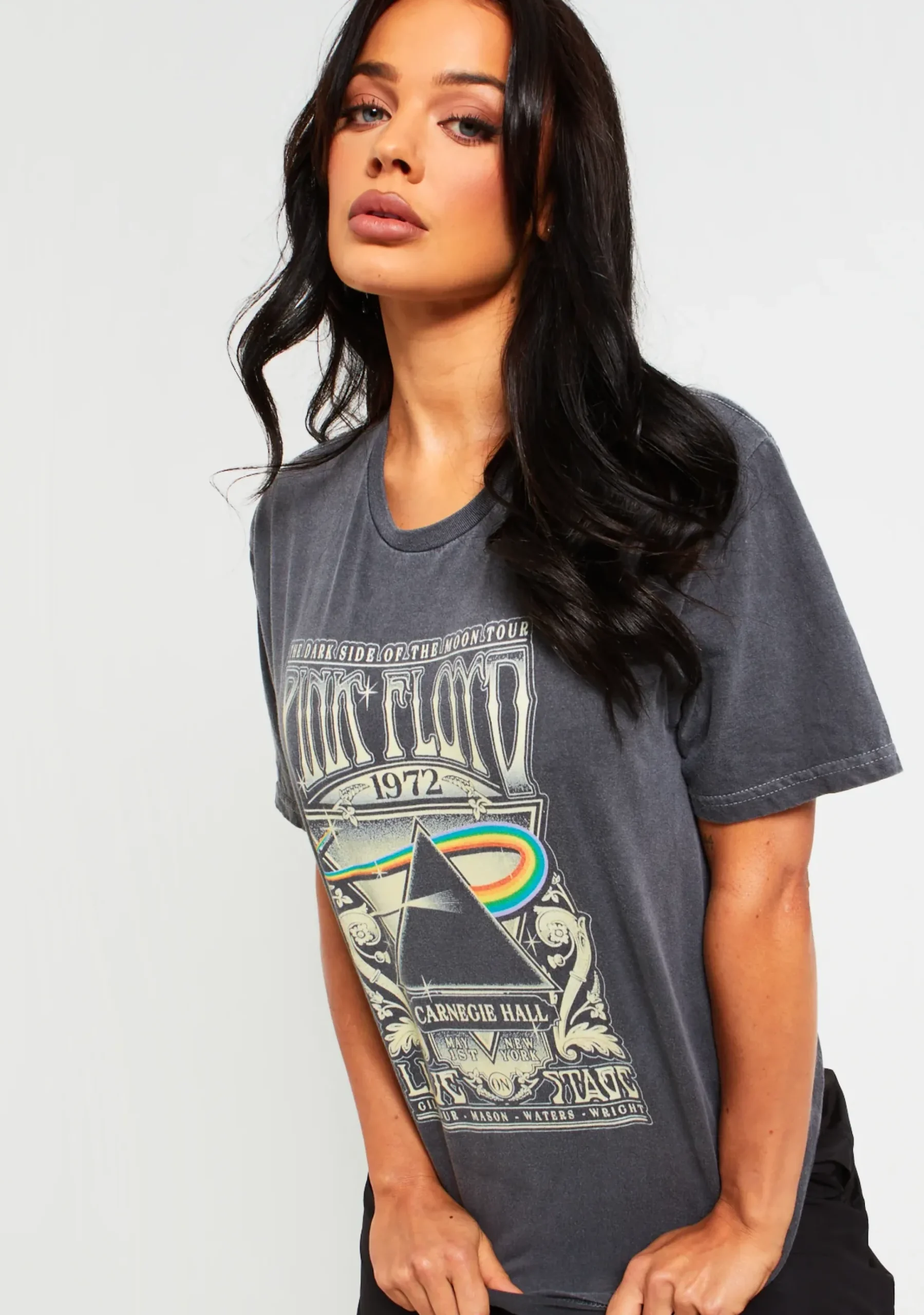 Antonella Pink Floyd Washed Black Oversized Band T-Shirt^Missy Empire Flash Sale