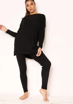 Cheap Anya Black Knit Jumper Loungewear Set Women Loungewear