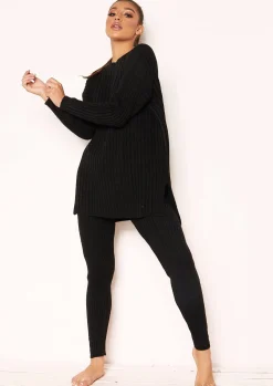 Cheap Anya Black Knit Jumper Loungewear Set Women Loungewear