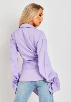 Aphrodite Lilac Plunge Drape Detail Shirt^Missy Empire Best