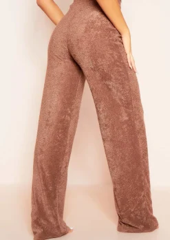 Discount Arabella Mocha Soft Towelling Wide Leg Trousers Women Trousers