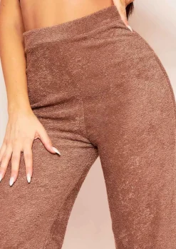 Discount Arabella Mocha Soft Towelling Wide Leg Trousers Women Trousers