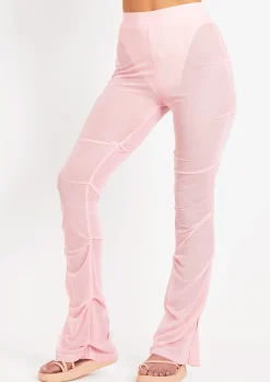 Best Sale Araminta Pink Mesh Tack Side Flare Trouser Women Trousers
