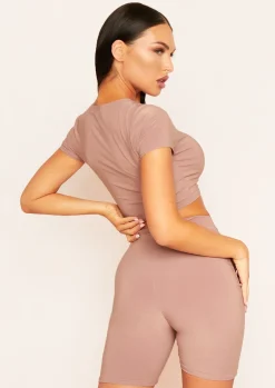 Areeta Mocha Cap Sleeve Smooth Cropped T-Shirt^Missy Empire Cheap