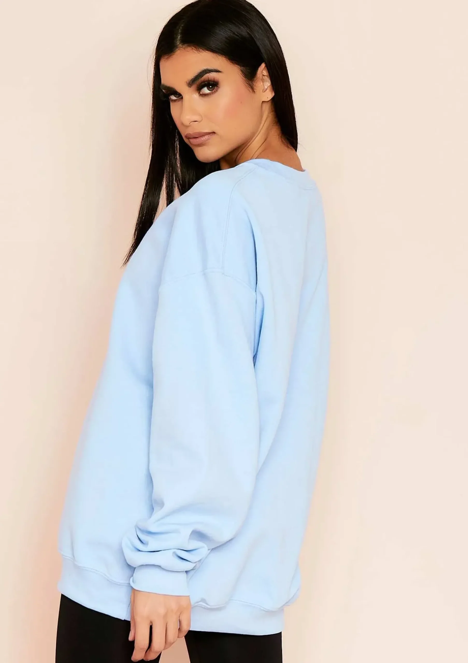 Flash Sale Ariana Blue Basic Slogan Oversized Sweatshirt Women Loungewear