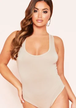Ariyah Beige Basic Jersey Bodysuit^Missy Empire Best Sale