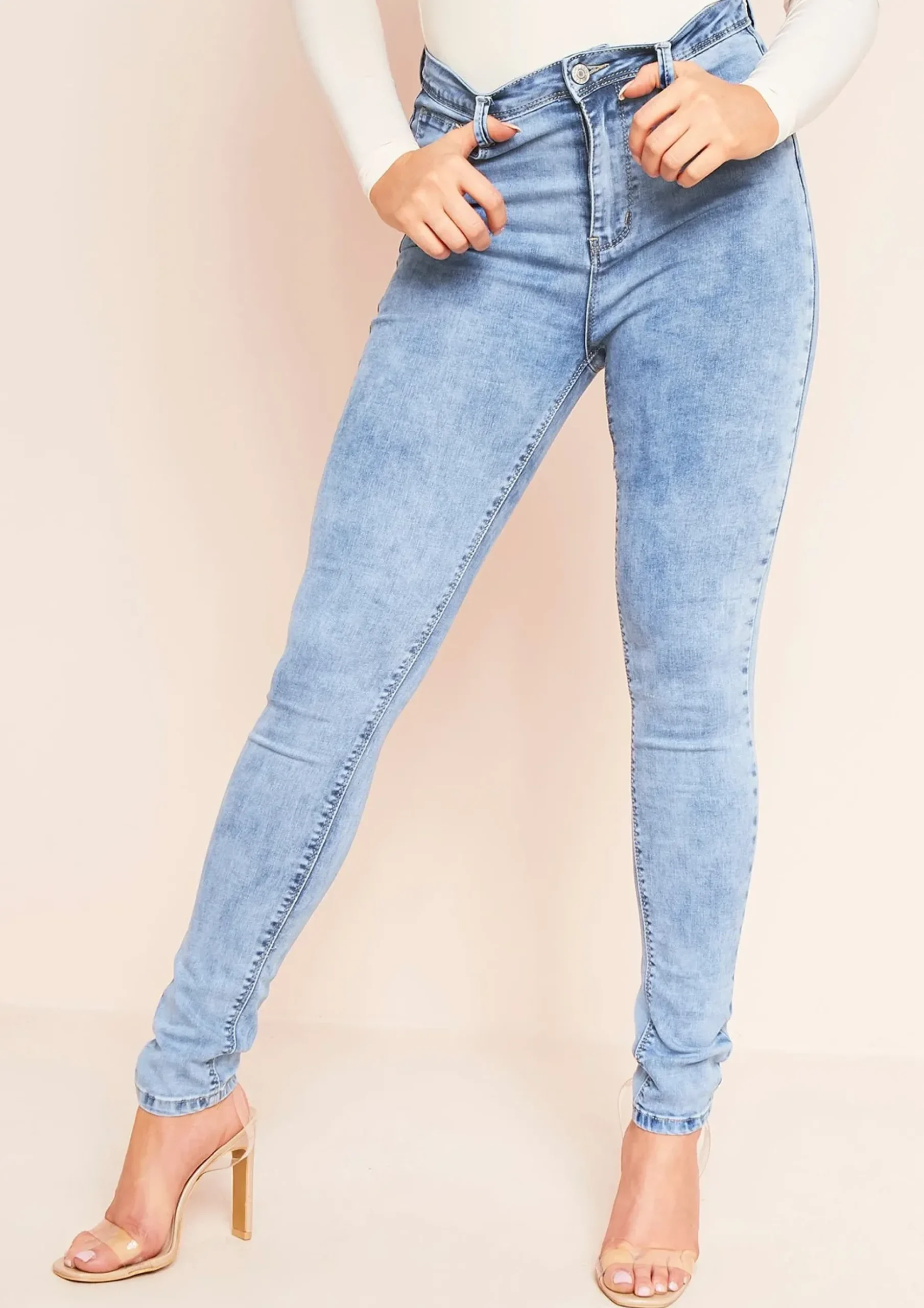 Arna Denim 5 Pocket Mid Wash Skinny Jeans^Missy Empire Outlet