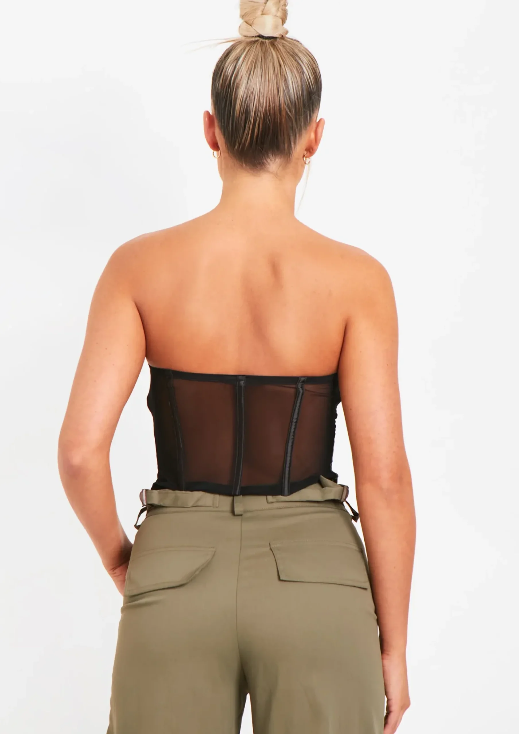 Arya Black Cup Detail Mesh Corset^Missy Empire Cheap
