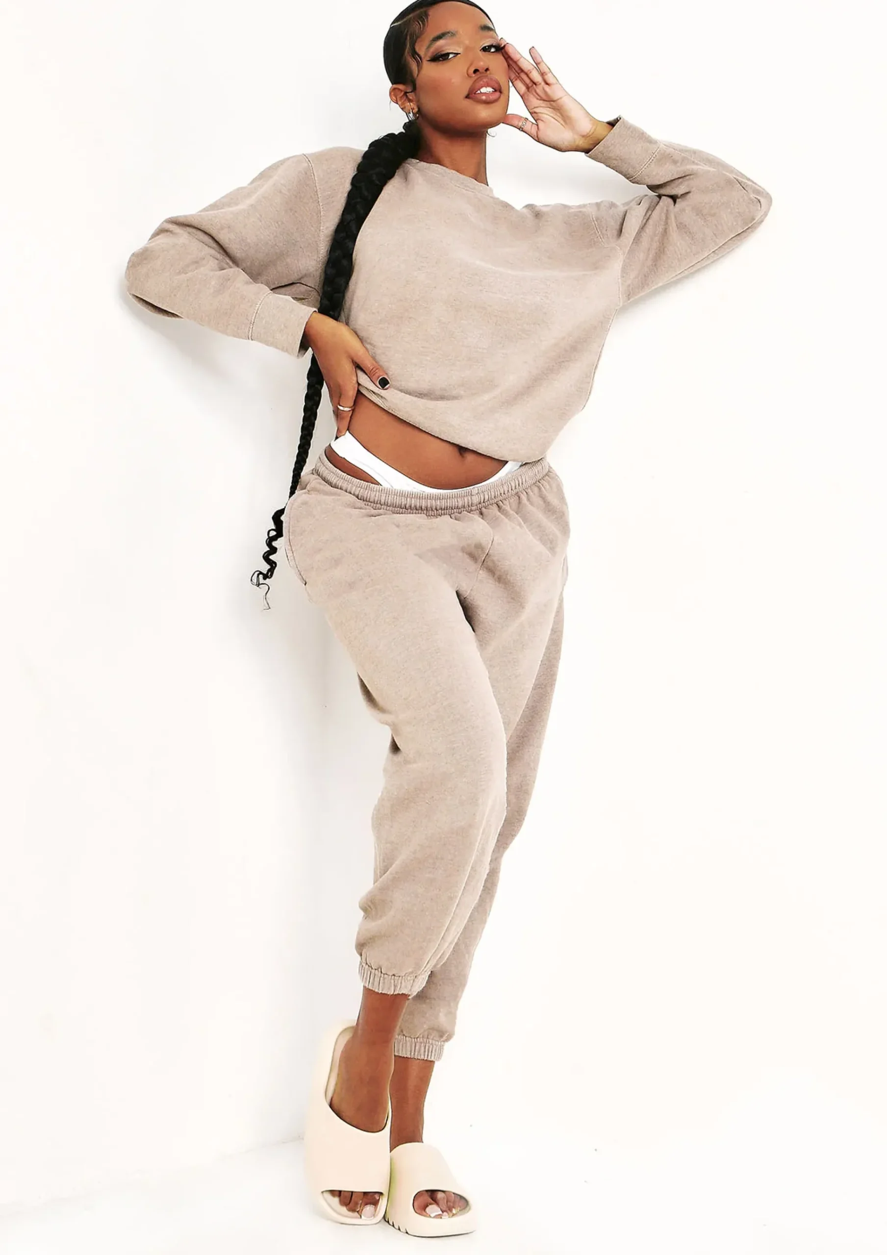 Outlet Ashley Beige Washed Oversized Sweatshirt Women Loungewear
